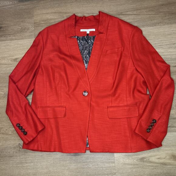 VERONICA BEARD Womens 20 Dickey Jacket FARLEY Red solid Upcollar Blazer Work - Picture 1 of 12